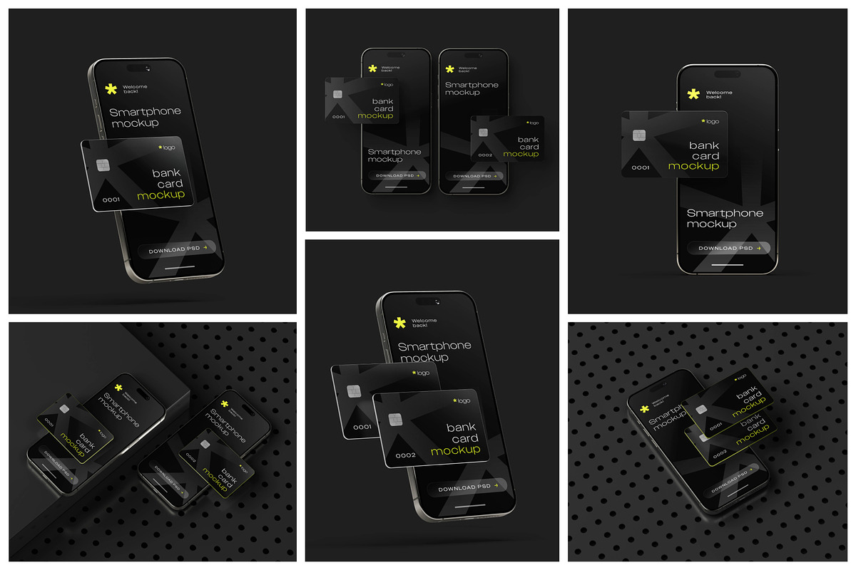 Bank Card with iPhone Mockup Set, an iPhone Mockup by mockupatelier (Photo 2 of 9)