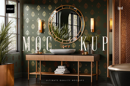 Bathroom Wallpaper Interior v.2, a Household Mockup by Mocart