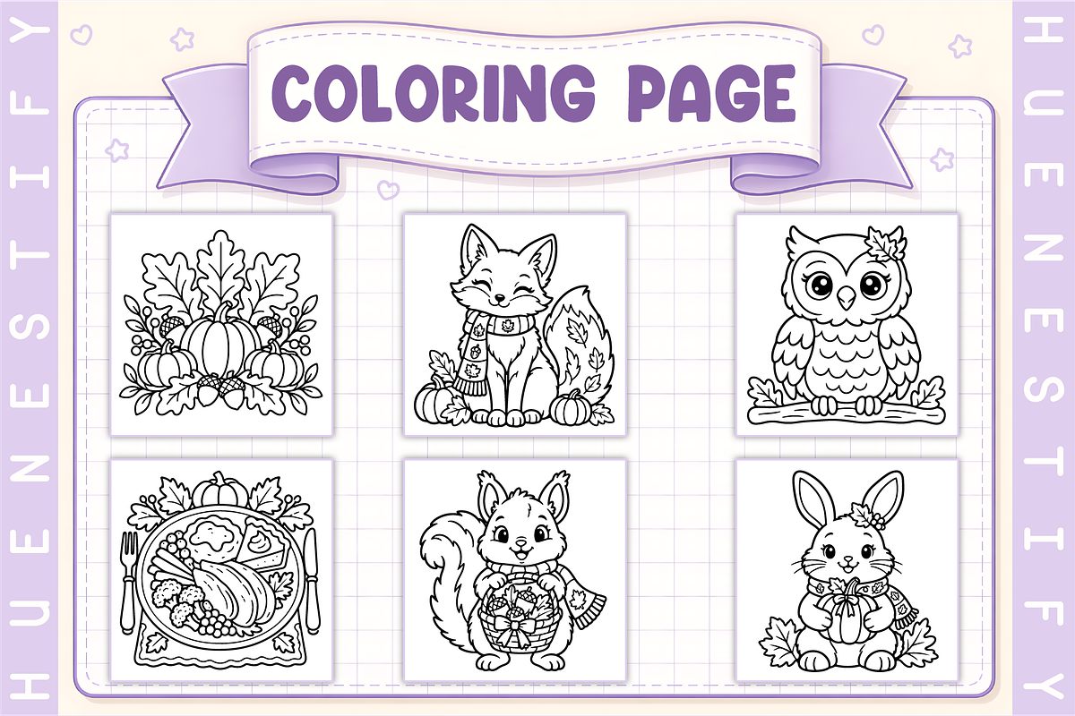Thanksgiving Coloring Book, a Seasonal Illustration by HueNestify (Photo 3 of 4)
