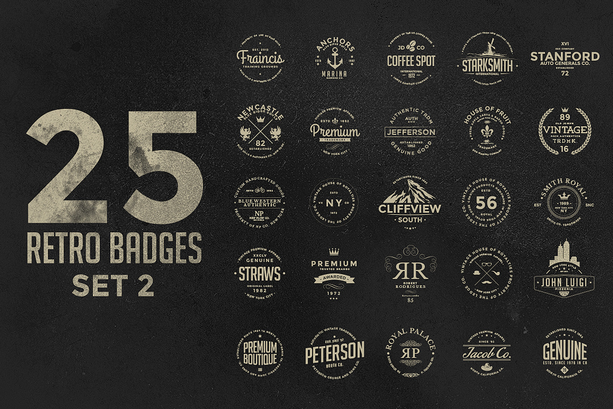 Retro Badges Set 2, a Branding & Logo Template by Graphicdome (Photo 1 of 5)