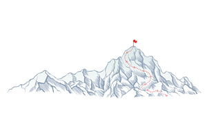 Mountain climbing route to top, a Finance Illustration by Things for designers