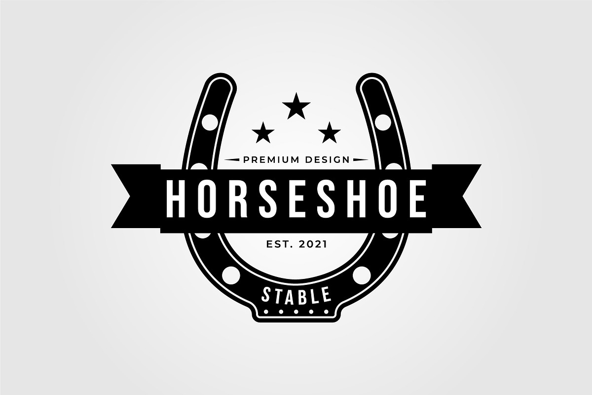 vintage horse stable, horseshoe logo, a Graphic by Rizkaarishandy_shop (Photo 2 of 2)