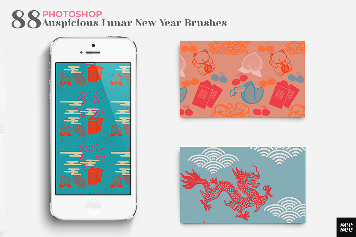88 Photoshop Lunar New Year Brushes, a Brush Add-On by CC CREATIVE CO (Photo 5 of 13)