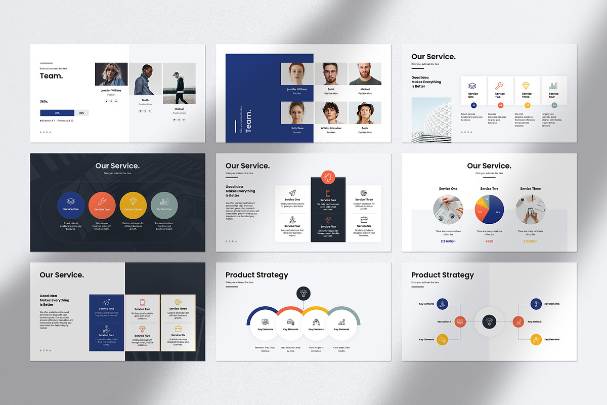 AURA | Pitch Deck Presentation, a Presentation Template by GoldenPixelStudio (Photo 9 of 28)