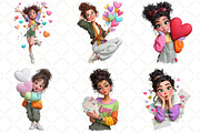 Whimsical Valentine Girl Clipart, an Illustration by Black Bird Studio (Thumbnail 5 of 6)