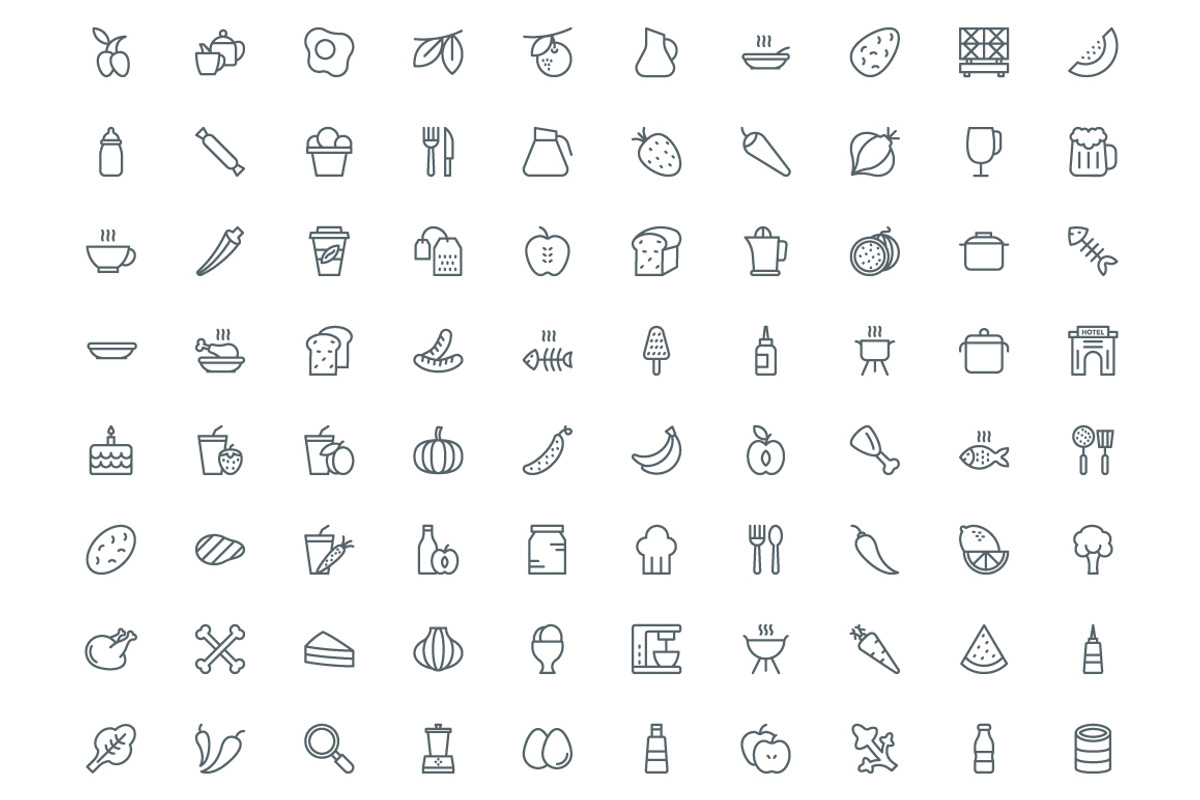 540 Food Line Icons, an Outline Icon by Vectors Market (Photo 3 of 7)