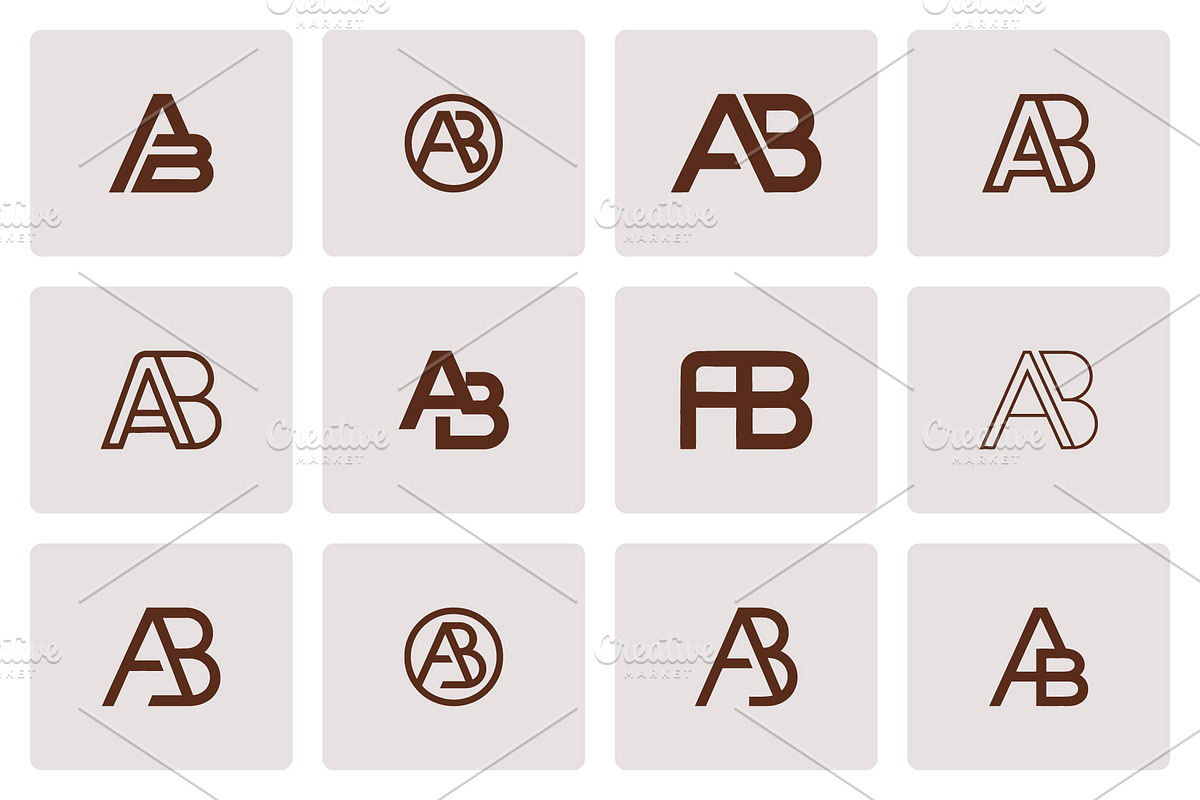 12 AB or BA Lettermark Logo Bundle, a Branding & Logo Template by Vectorium Studio (Photo 1 of 2)