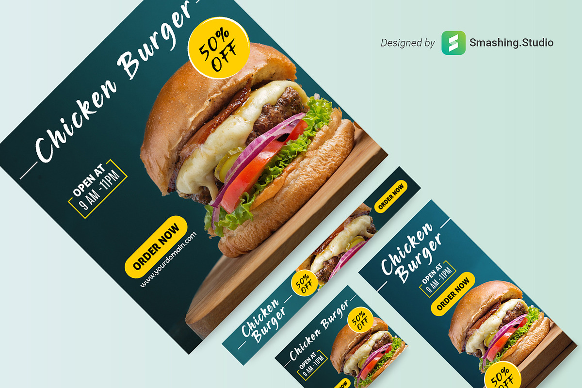 Burger Shop Web Banner Set, a Templates & Theme by Smashing_Studio (Photo 3 of 3)