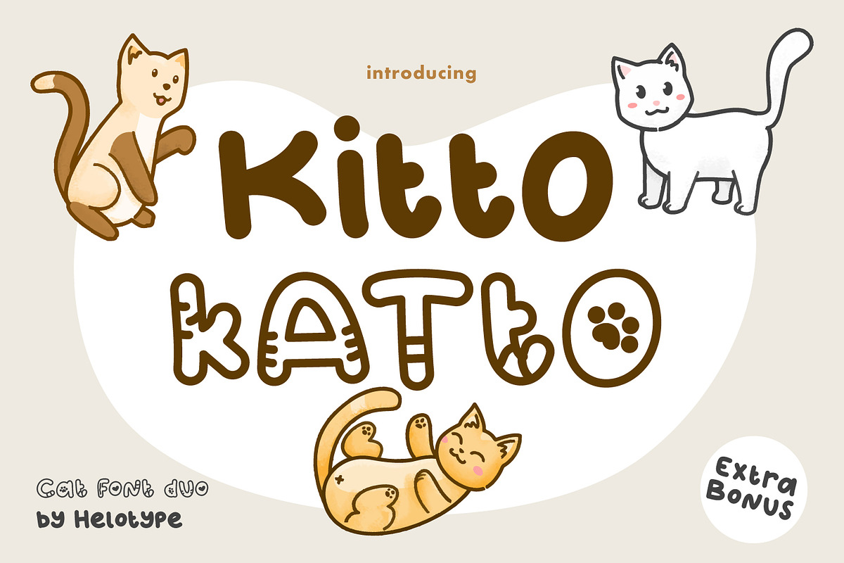 Kitto Katto Cat Theme Font, a Font by Helotype (Photo 1 of 7)