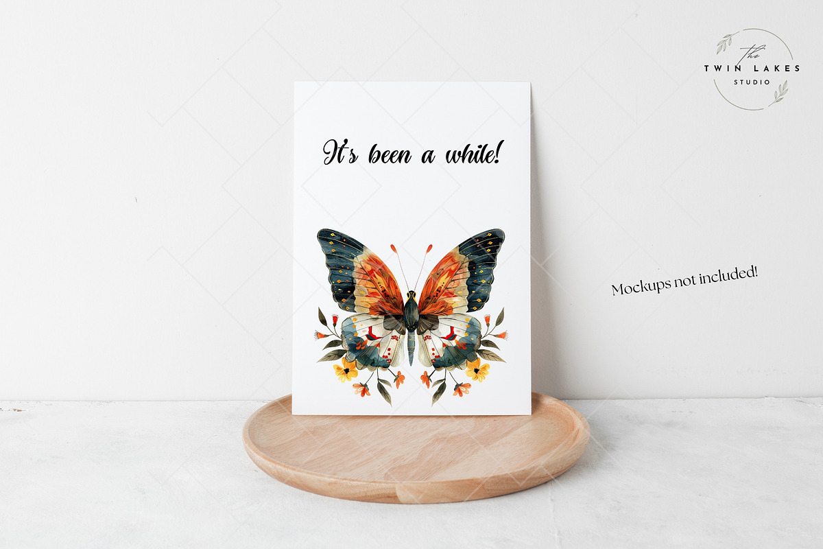 Watercolor Folk Butterflies Clipart, a Decorative Illustration by The Twin Lakes Studio (Photo 7 of 9)