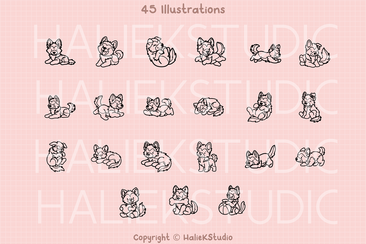 German Shepherd Procreate Stamps, a Brush Add-On by HalieKStudio (Photo 3 of 9)