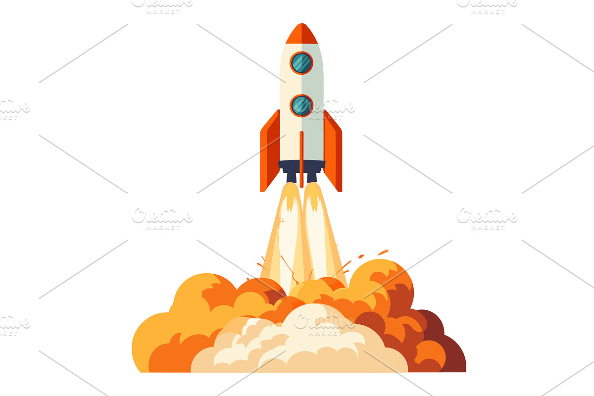 Space rocket launch with fiery, a Technology Illustration by Vectorstockersland