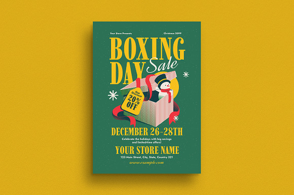 Green Christmas Boxing Day Flyer preview 4