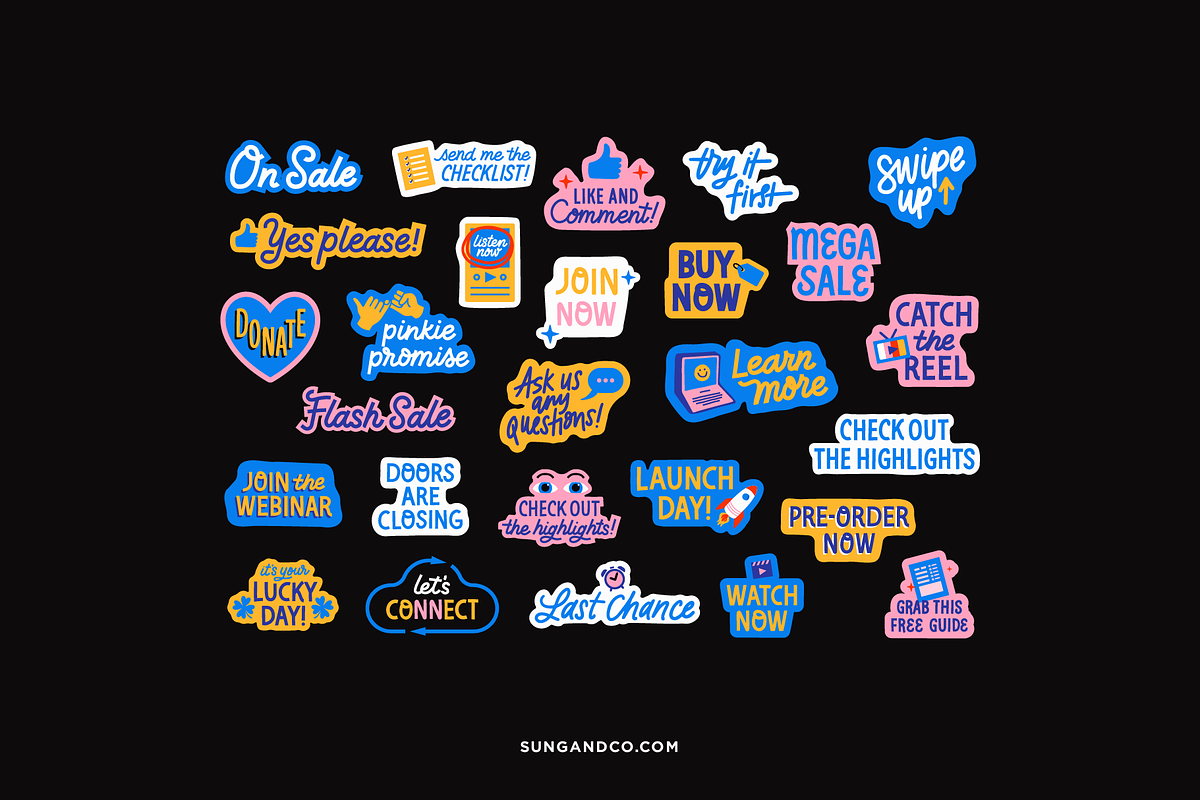 Illustrative Call to Action Stickers, a Templates & Theme by sungandco (Photo 4 of 7)