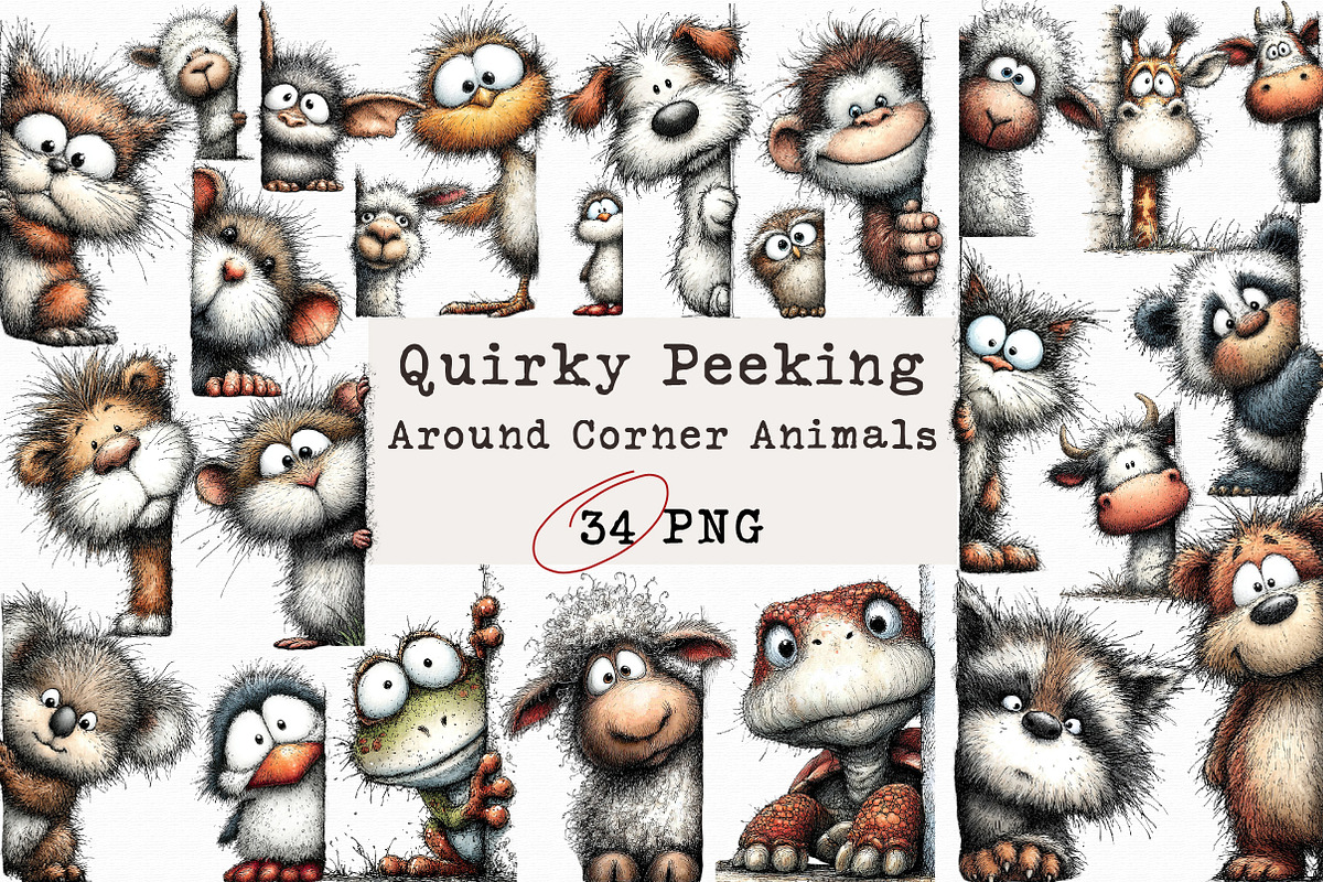 Quirky Peeking Around Corner Animals, an Illustration by Libby Wishes (Photo 1 of 6)