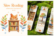 Slow Reading. Watercolor clipart, an Education Illustration by Polli Deeva (Thumbnail 11 of 12)