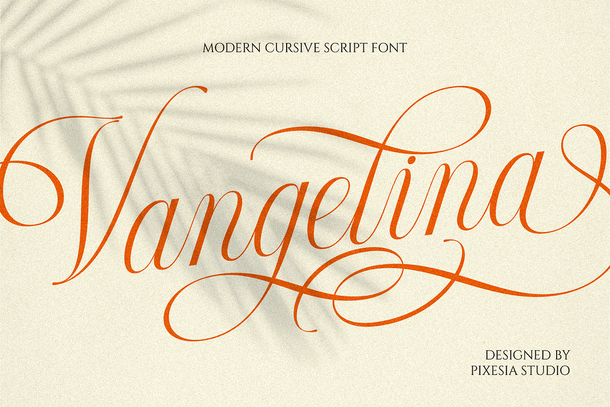 Vangelina – Modern Cursive Script, a Script Font by Pixesia Studio (Photo 1 of 15)