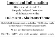 Halloween Skeleton Alphabet Letters, a Decorative Illustration by Creative Art By SamM (Thumbnail 2 of 10)