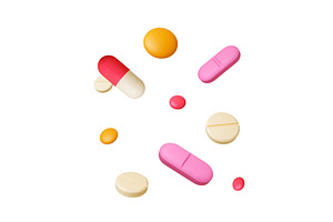 Medicine icons 3d rendering, an Illustration by Valerie Bodnar