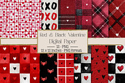 Red & Black Valentine Pattern Paper, an Illustration by DreamPrint404 (Thumbnail 1 of 3)