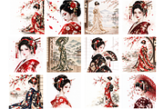 Elegant Geisha Illustrations, a Person Illustration by MarisoArt (Thumbnail 3 of 6)