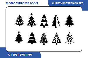 Christmas Tree Holiday Icon Set, a Solid Icon by Fontmine Studio