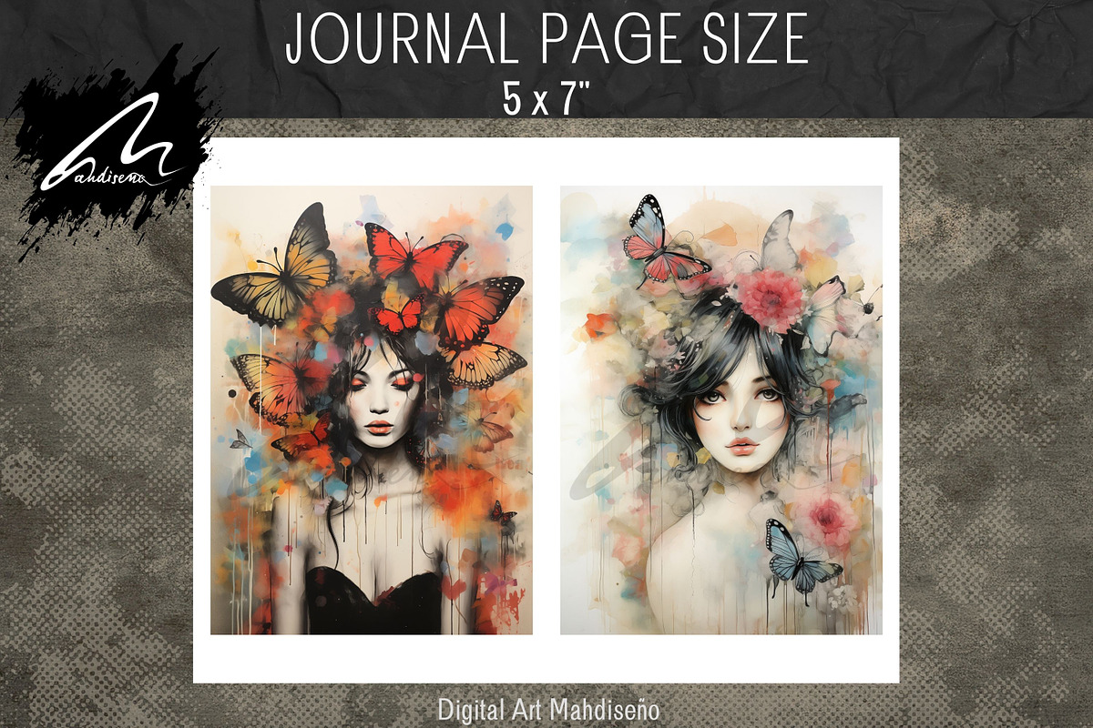 Girl and Butterflies, Collage Papers, a Person Illustration by Digital Art Mahdiseño (Photo 7 of 9)