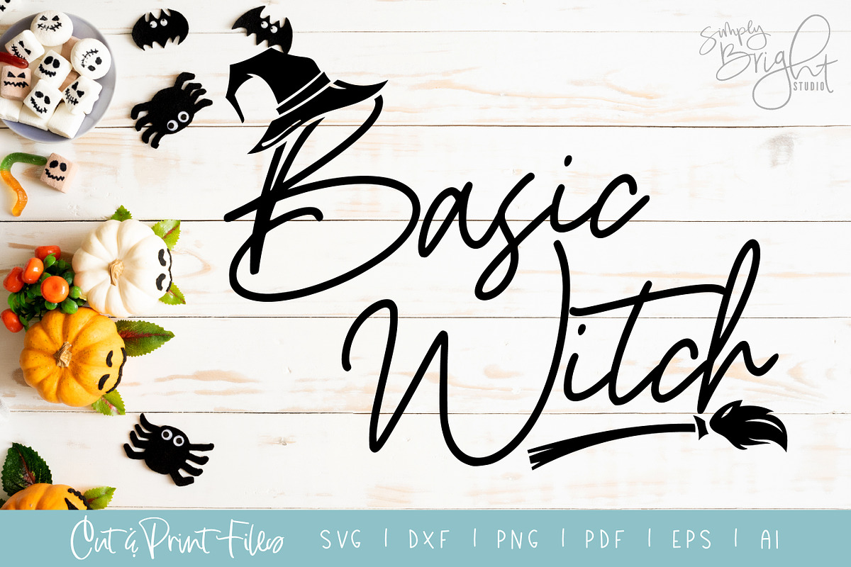 Basic Witch SVG Cut/Print Files, an Illustration by Simply Bright Studio