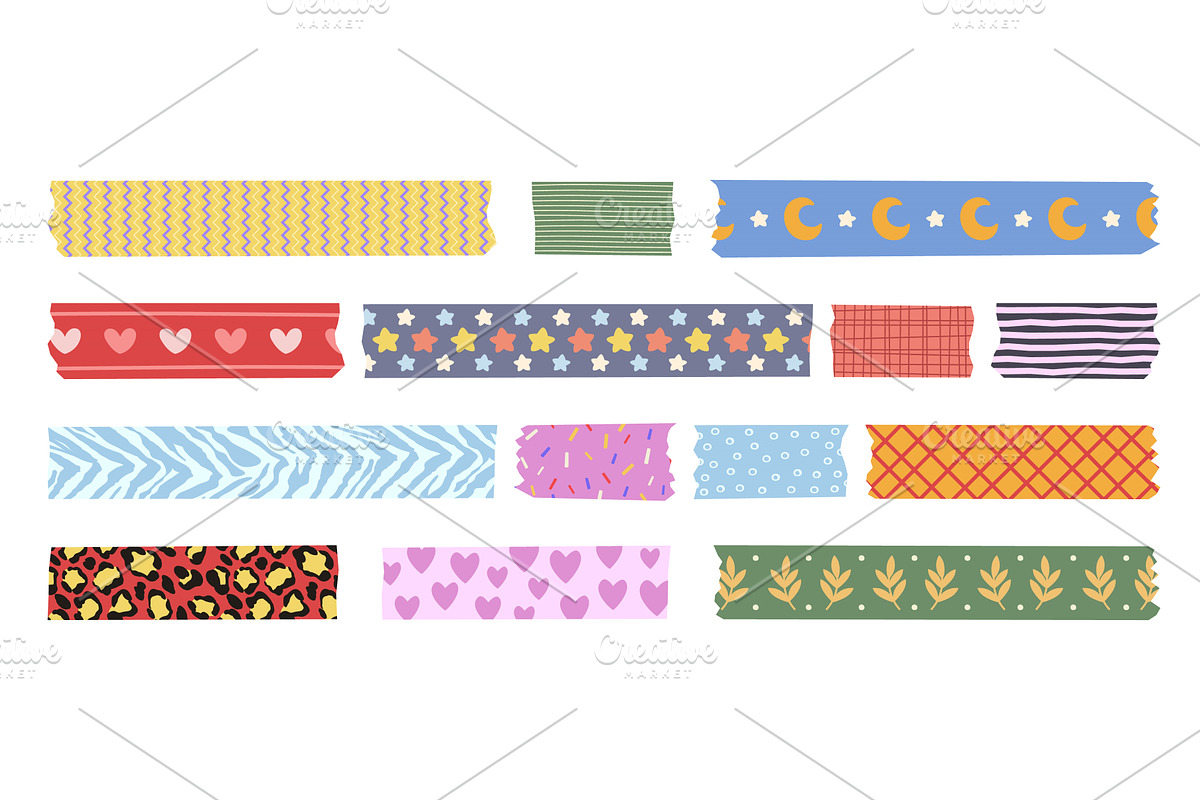 Washi tape pieces with cute patterns, an Illustration by art PVP - market