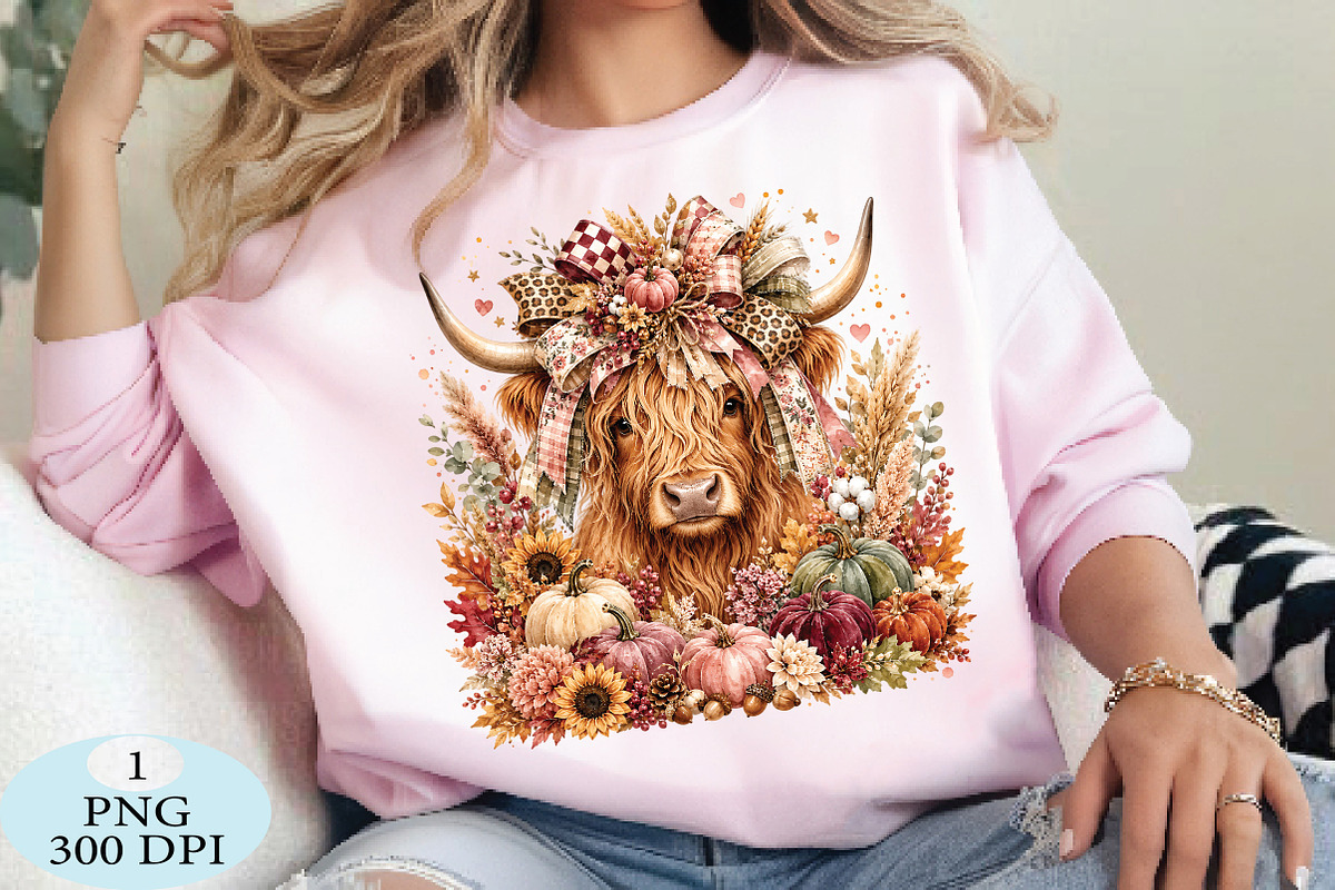 Fall Highland Cow PNG, a Seasonal Illustration by Daily.Designs (Photo 3 of 5)