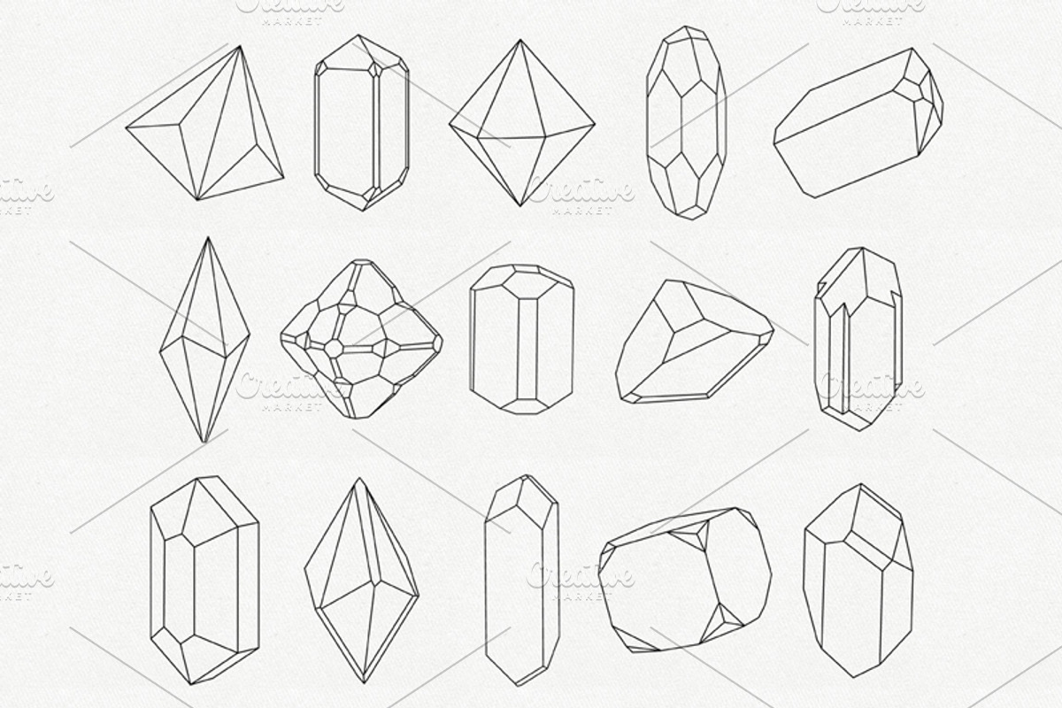 Mineralogy - 40 Vector Crystals, a Decorative Illustration by Helga Wigandt (Photo 3 of 6)