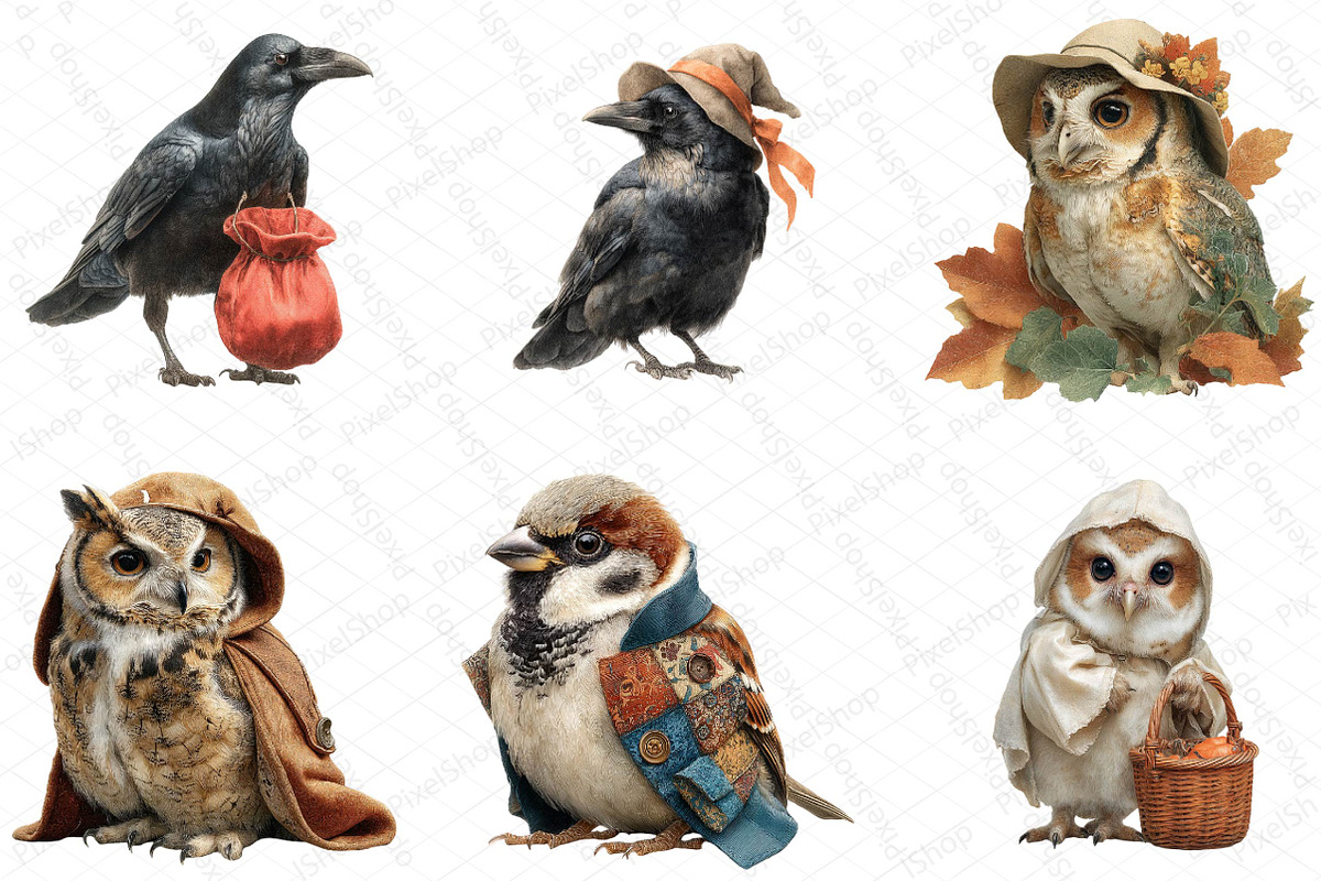 Watercolor Halloween Birds Clipart, an Illustration by DreamPrint404 (Photo 5 of 5)
