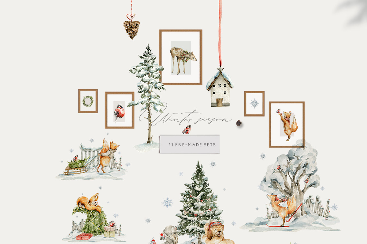 Christmas animals Winter woodland, an Animal Illustration by 60secondsArt (Photo 10 of 15)