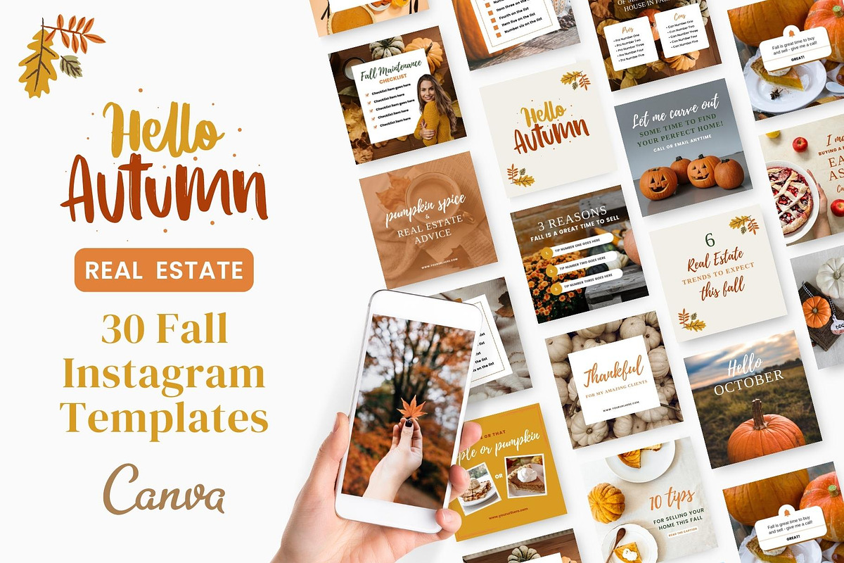 Fall Real Estate Instagram Posts, a Social Media Template by Ciera ...