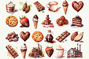 Chocolate Watercolor Clipart, a Food Illustration by Anna Design Studio (Thumbnail 2 of 7)