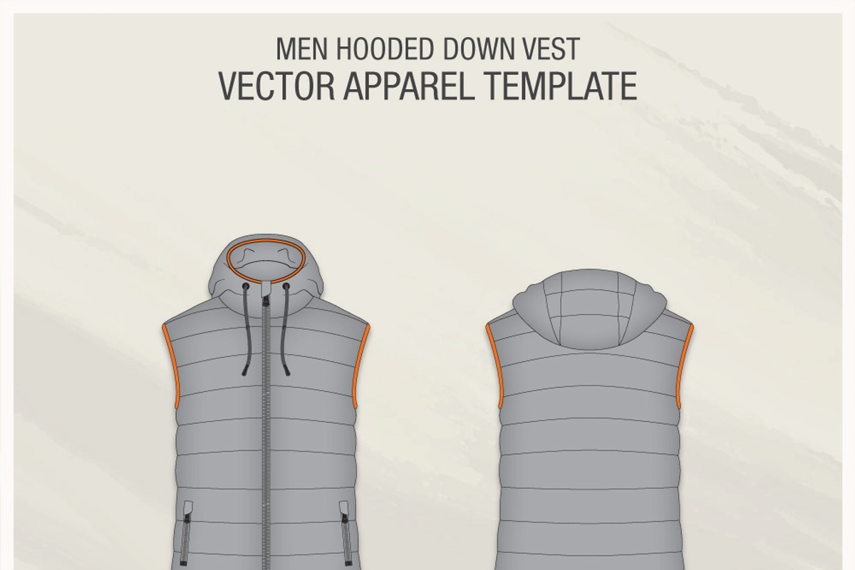 Men Hooded Down Vest Fashion Flat, an Illustration by VECFASHION (Photo 3 of 3)