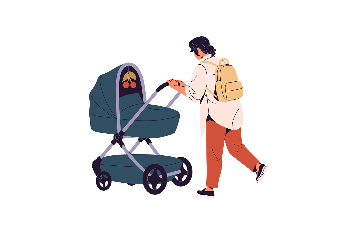 Families, parents with strollers set, a Person Illustration by PaperTrident (Photo 2 of 9)