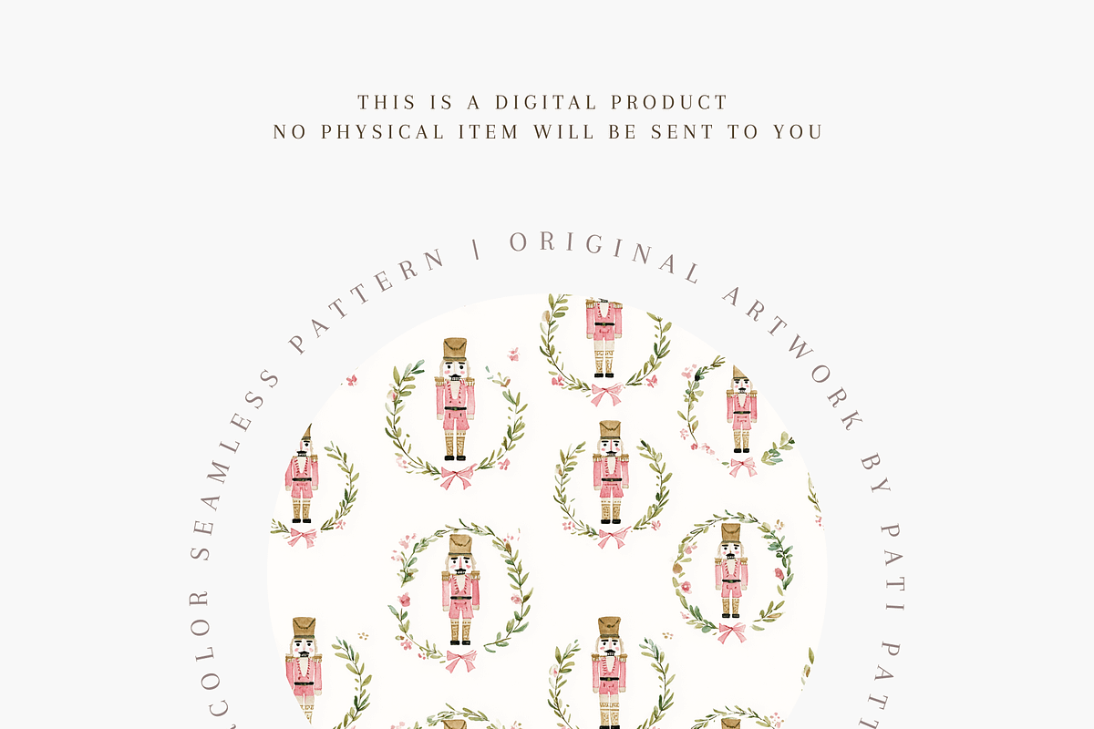Nutcracker Christmas Wreath Seamless, a Pattern Graphic by Pati Charm Studio (Photo 4 of 8)