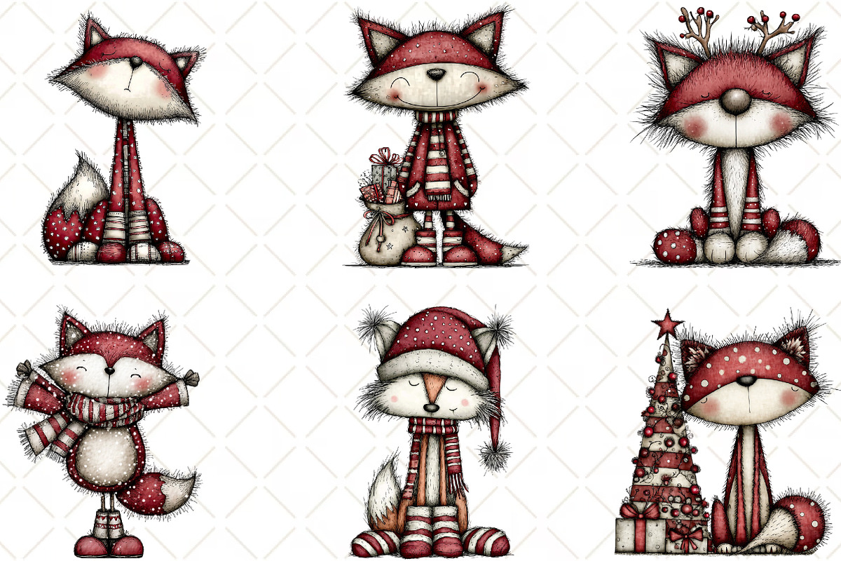 Whimsical Christmas Fox Clipart, an Animal Illustration by Black Bird Studio (Photo 2 of 5)