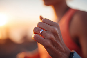 Rings flashing in celebration of a level-up animation during outdoor activity, a Photo by AlyaAnd