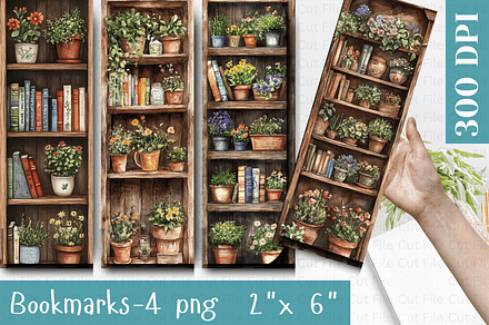Vintage Book Shelf Bookmark Sublimat