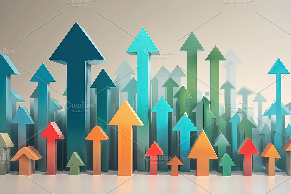 Displaying multicolored 3D arrows, an Illustration by wavebreak