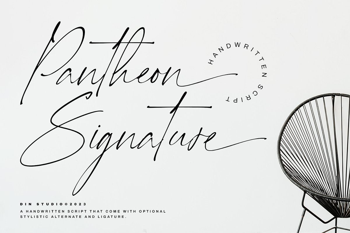 Pantheon Signature, a Script Font by din-studio.com (Photo 1 of 10)
