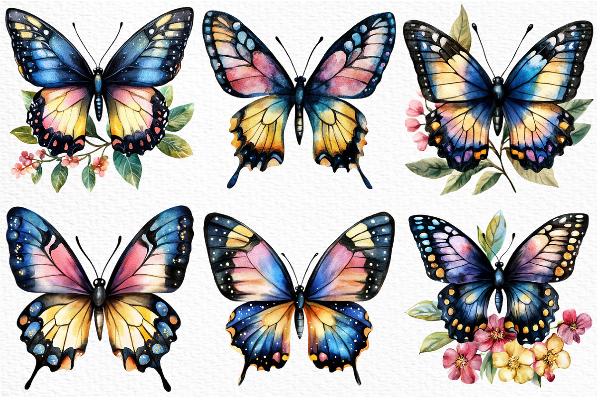 Watercolor butterflies clipart, an Illustration by Craft Nest (Photo 3 of 11)