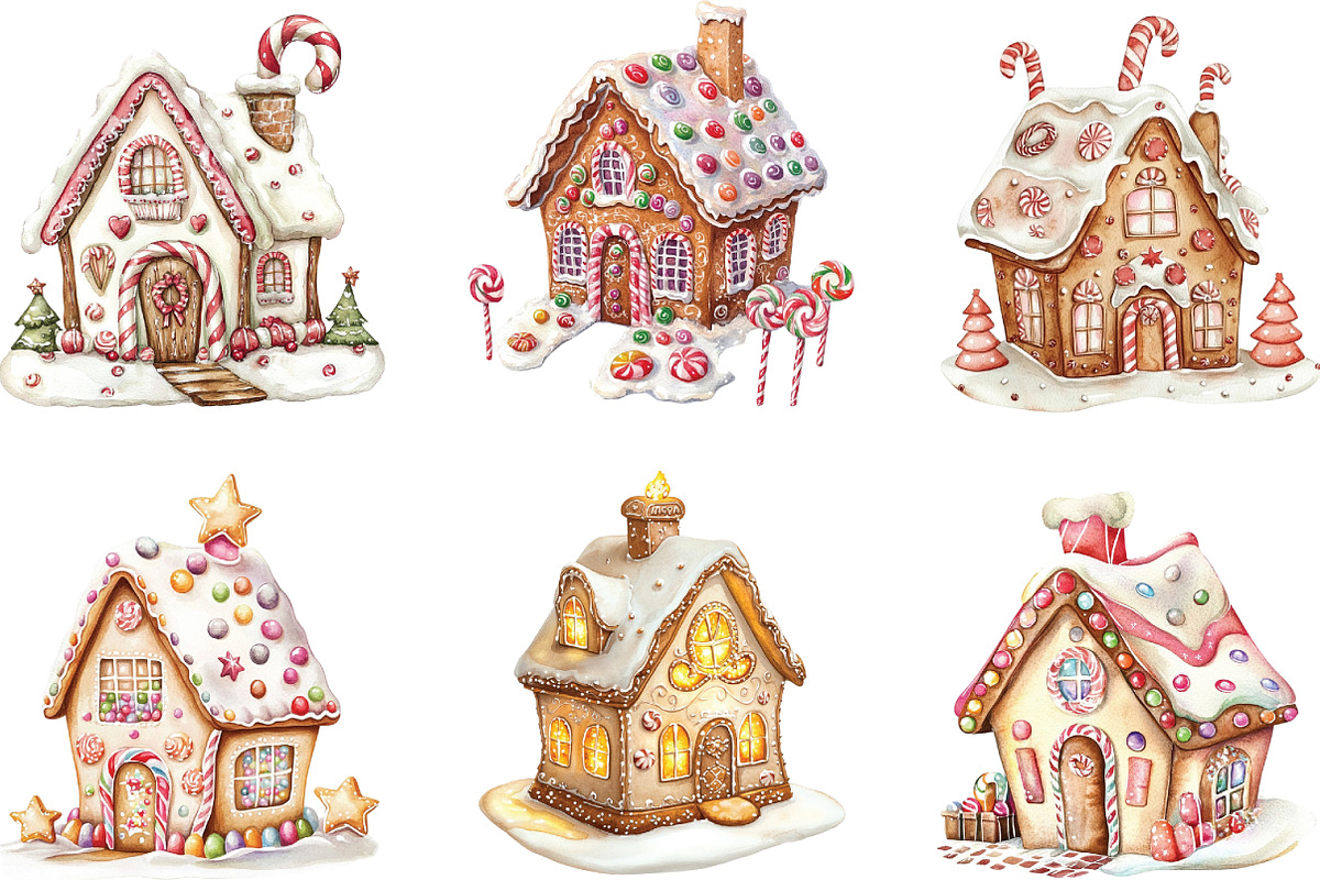 Christmas Whimsical Gingerbread Hous, an Illustration by CraftArtStudio (Photo 3 of 6)