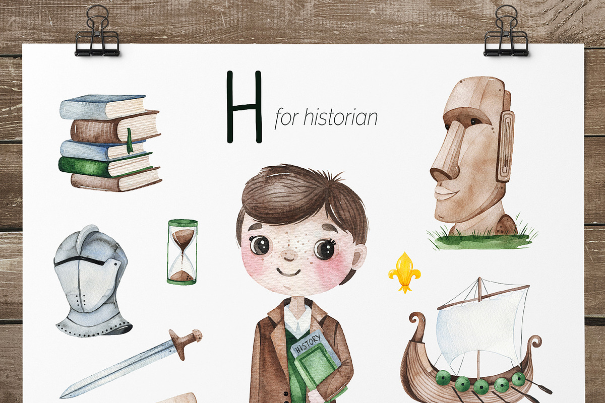 Cute Alphabet Professions. Part 1, an Object Graphic by Kate_Rina (Photo 12 of 21)