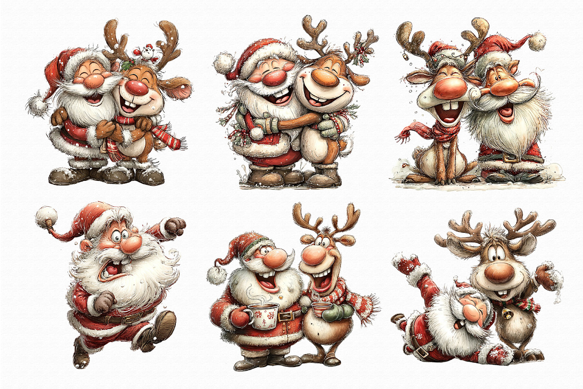Quirky Santa and Reindeer PNG, an Illustration by Libby Wishes (Photo 4 of 7)