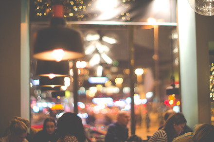 People in a cafe containing people, person, and men