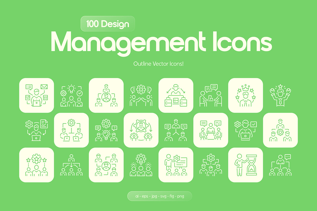 Management Icons Set, an Outline Icon by Prosymbols (Photo 1 of 7)