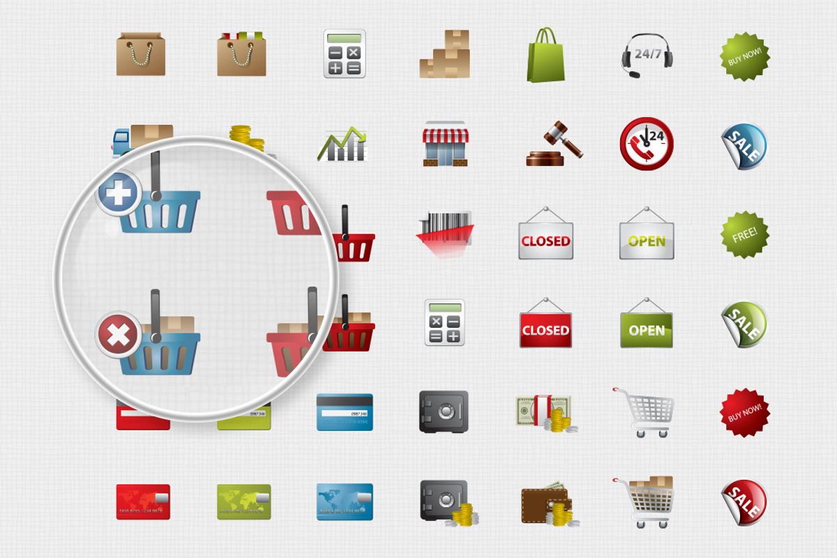 Online store icons